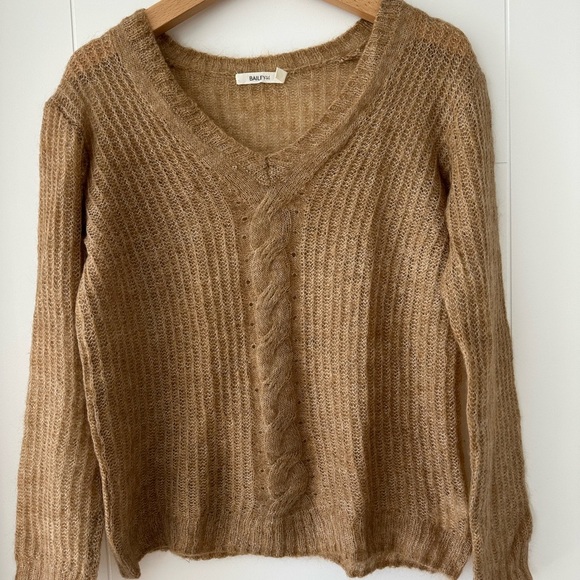 Bailey 44 Brown V-Neck Sweater mohair blend - Picture 1 of 4